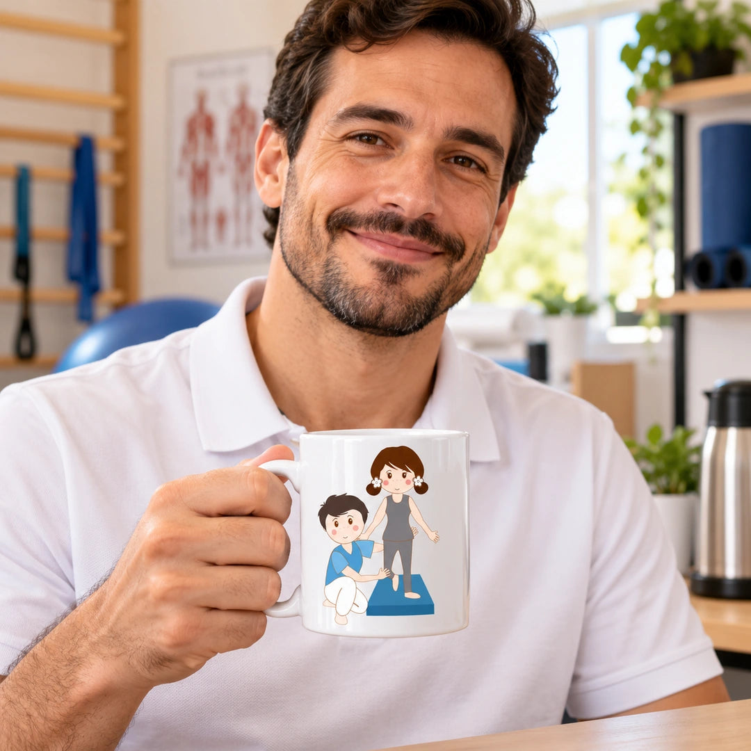 Caneca de Cerâmica Fisioterapeuta Homem em utilização | Cucawik