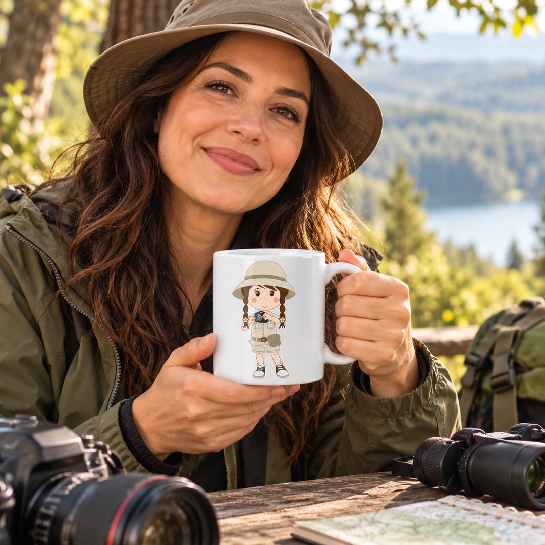 Caneca de Cerâmica Fotógrafa de Natureza em utilização | Cucawik