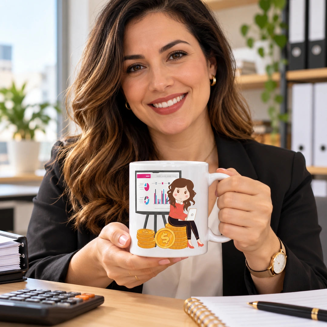 Caneca de Cerâmica Gestora de Contabilidade em utilização | Cucawik