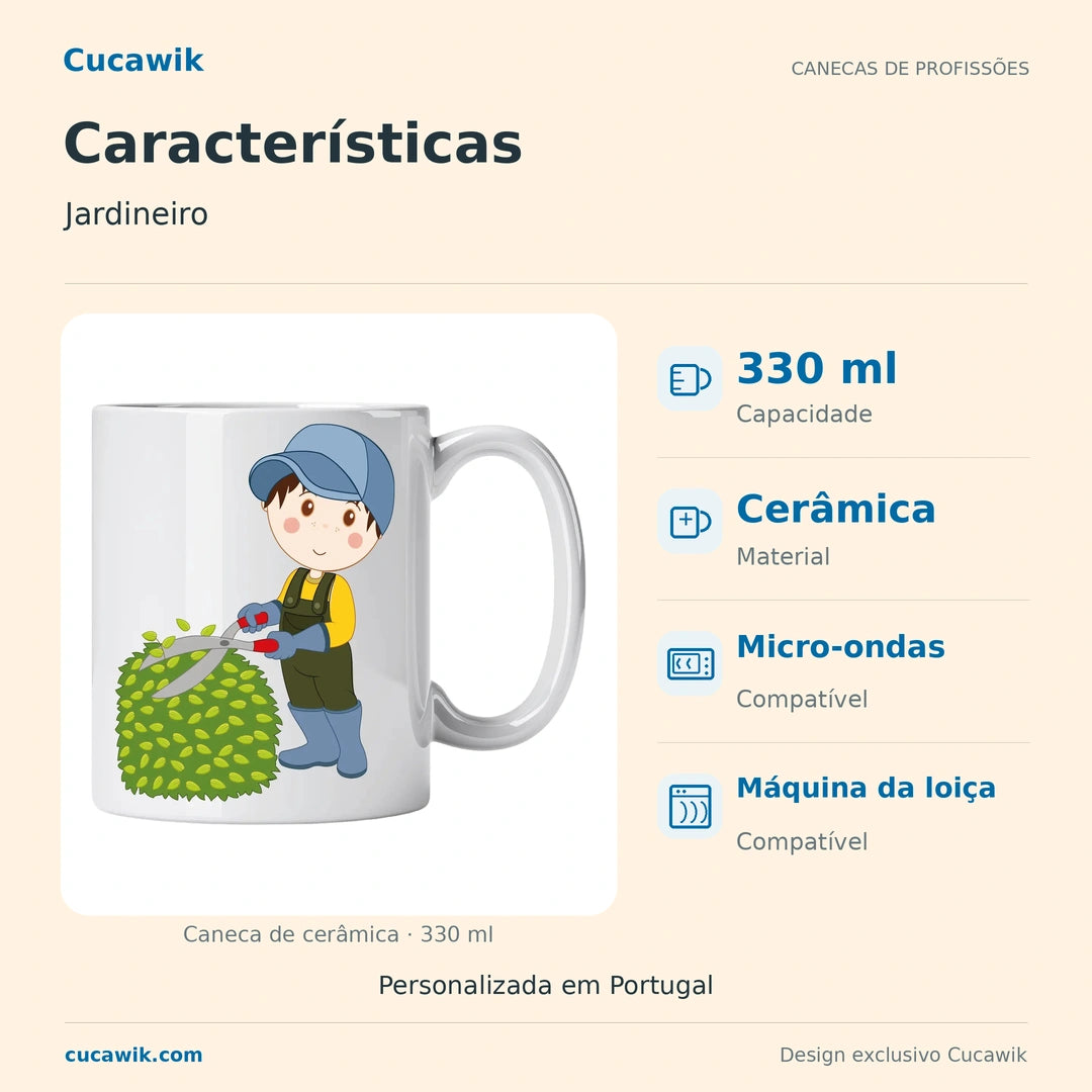 Caneca de Cerâmica Jardineiro — Características | Cucawik