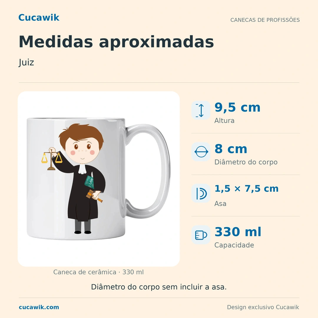 Caneca de Cerâmica Juiz — Medidas aproximadas | Cucawik