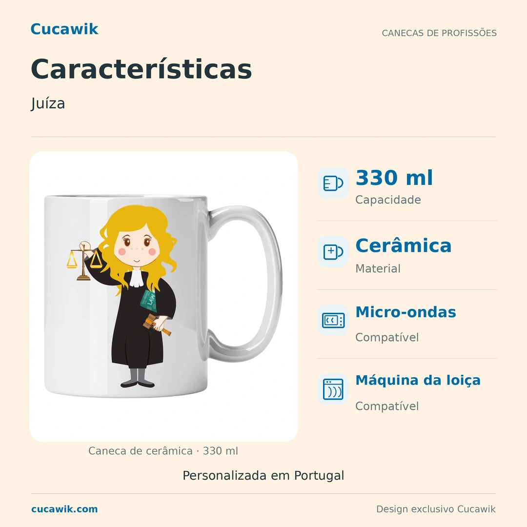 Caneca de Cerâmica Juíza — Características | Cucawik