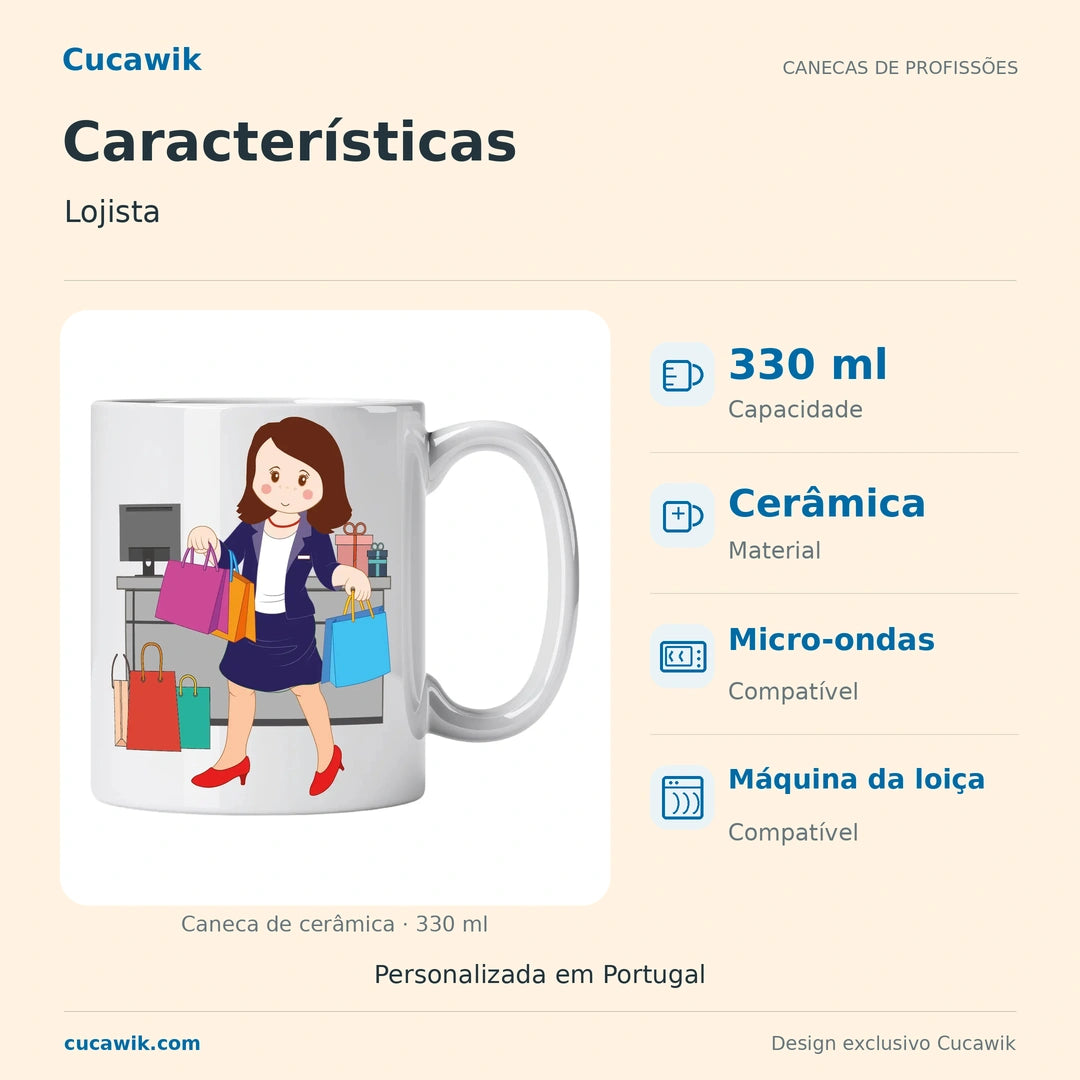 Caneca de Cerâmica Lojista — Características | Cucawik
