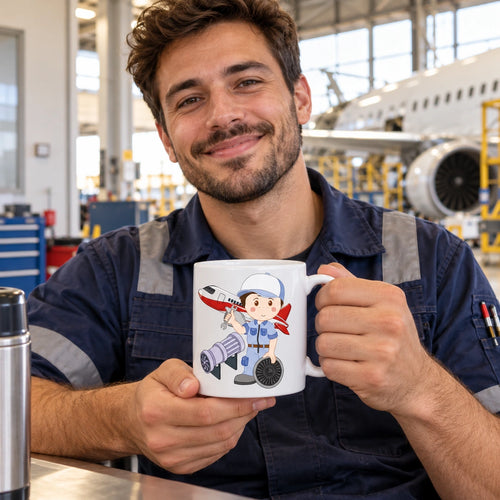 Caneca de Cerâmica Mecânico de Aviões em utilização | Cucawik