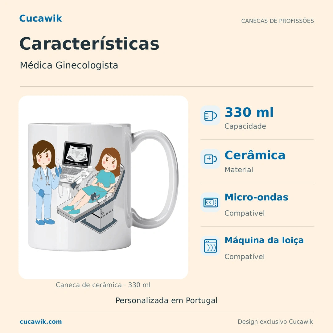 Caneca de Cerâmica Médica Ginecologista — Características | Cucawik
