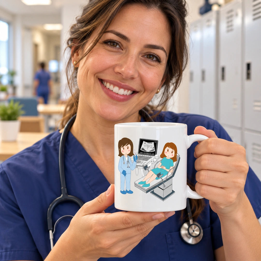 Caneca de Cerâmica Médica Ginecologista em utilização | Cucawik