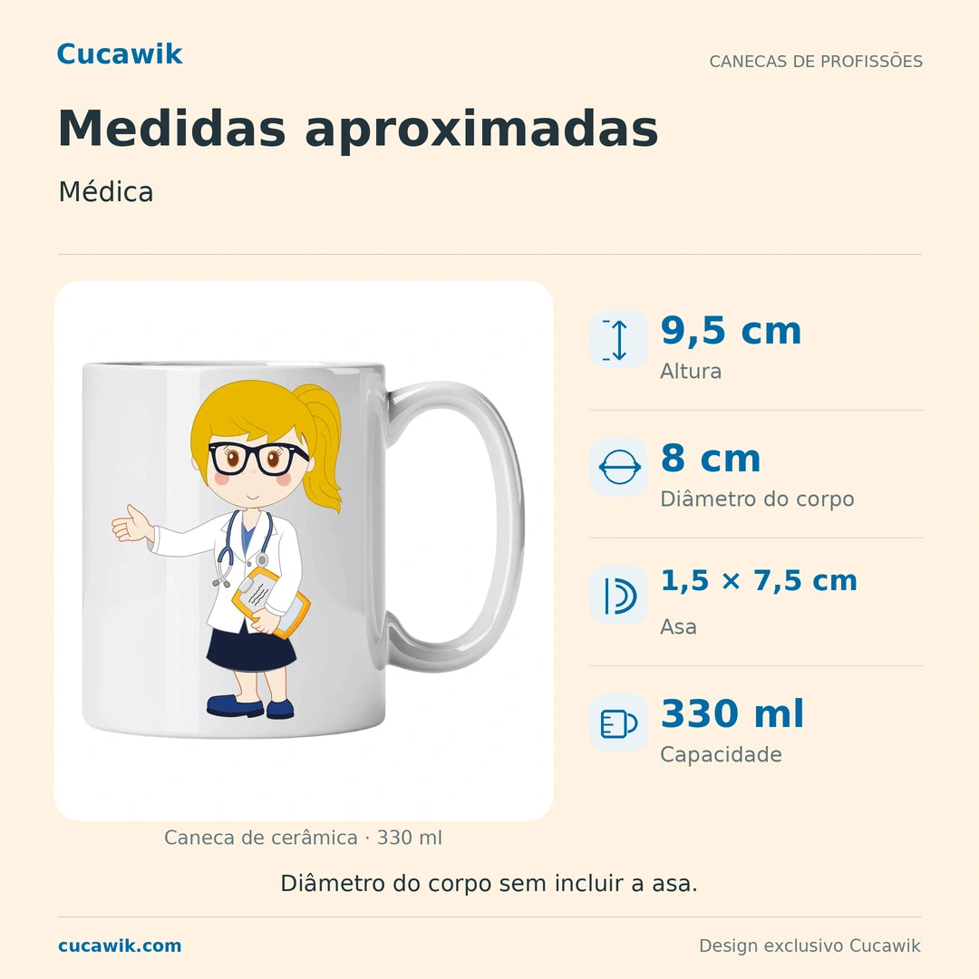 Caneca de Cerâmica Médica — Medidas aproximadas | Cucawik