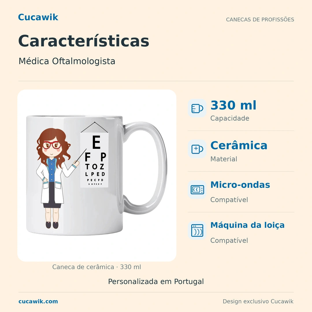 Caneca de Cerâmica Médica Oftalmologista — Características | Cucawik
