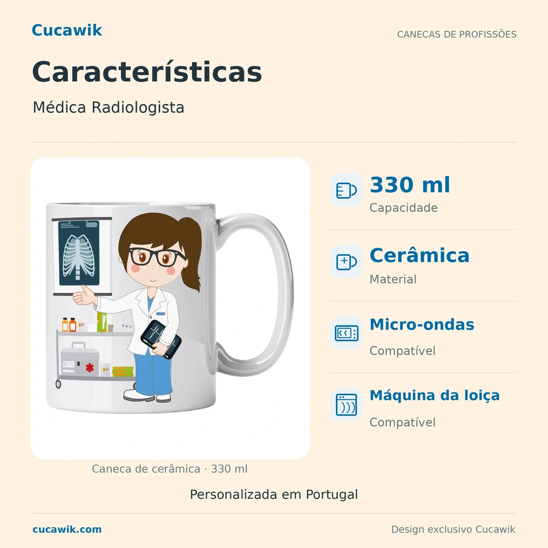 Caneca de Cerâmica Médica Radiologista — Características | Cucawik