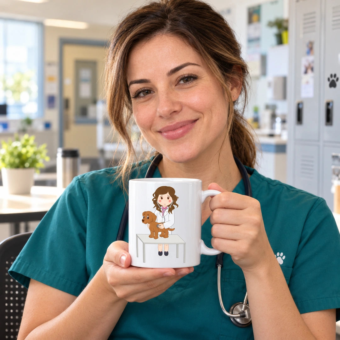 Caneca de Cerâmica Médica Veterinária em utilização | Cucawik