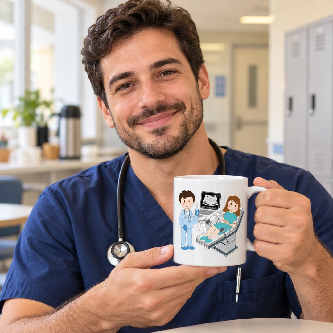 Caneca de Cerâmica Médico Ginecologista em utilização | Cucawik