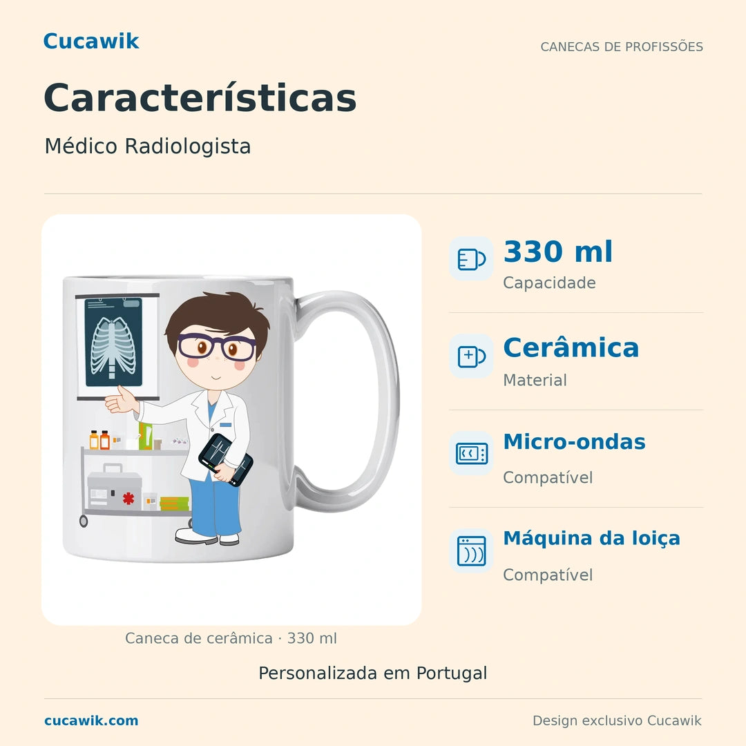 Caneca de Cerâmica Médico Radiologista — Características | Cucawik