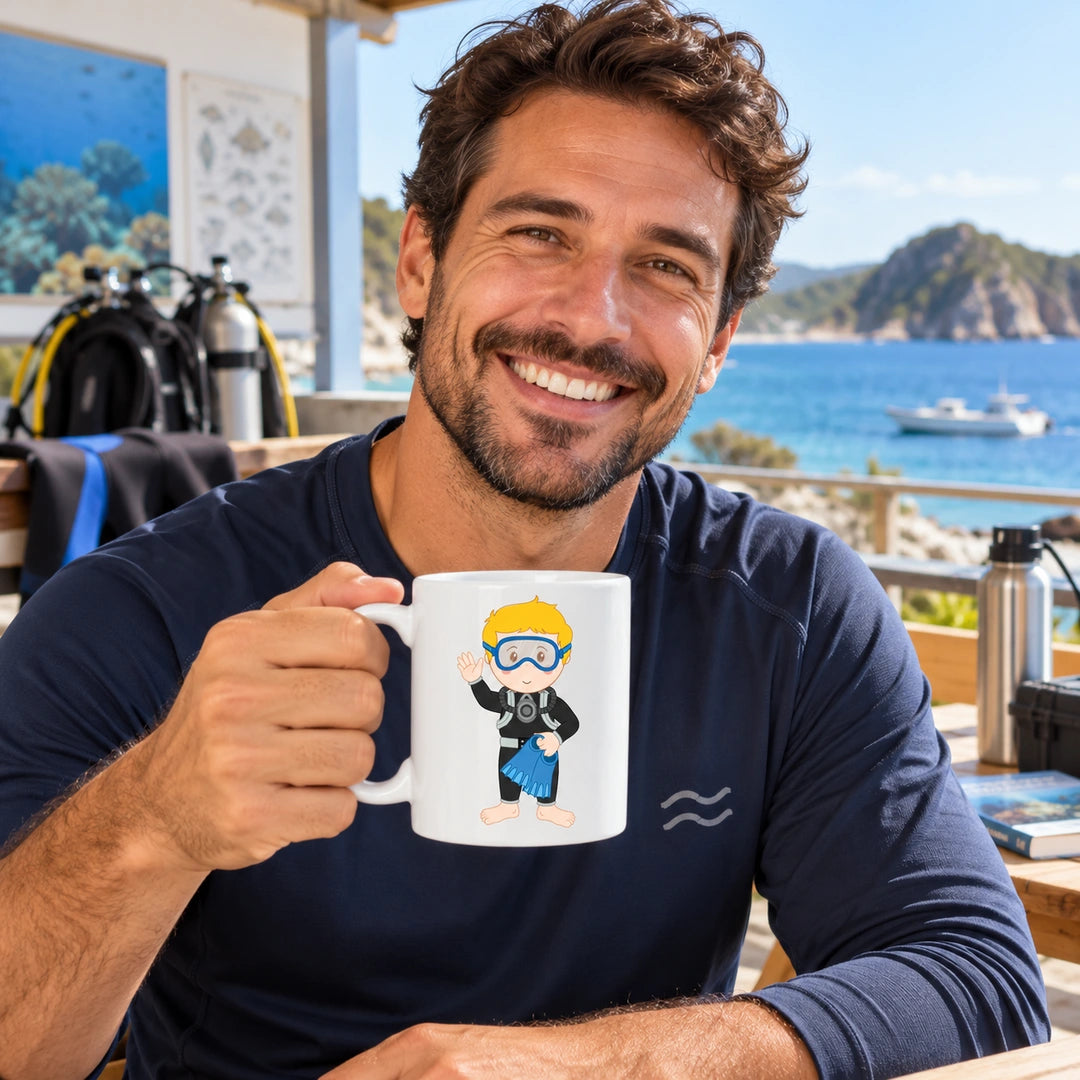 Caneca de Cerâmica Mergulhador Biólogo em utilização | Cucawik