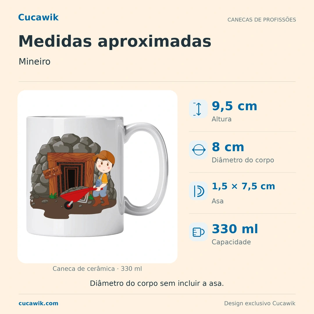Caneca de Cerâmica Mineiro — Medidas aproximadas | Cucawik