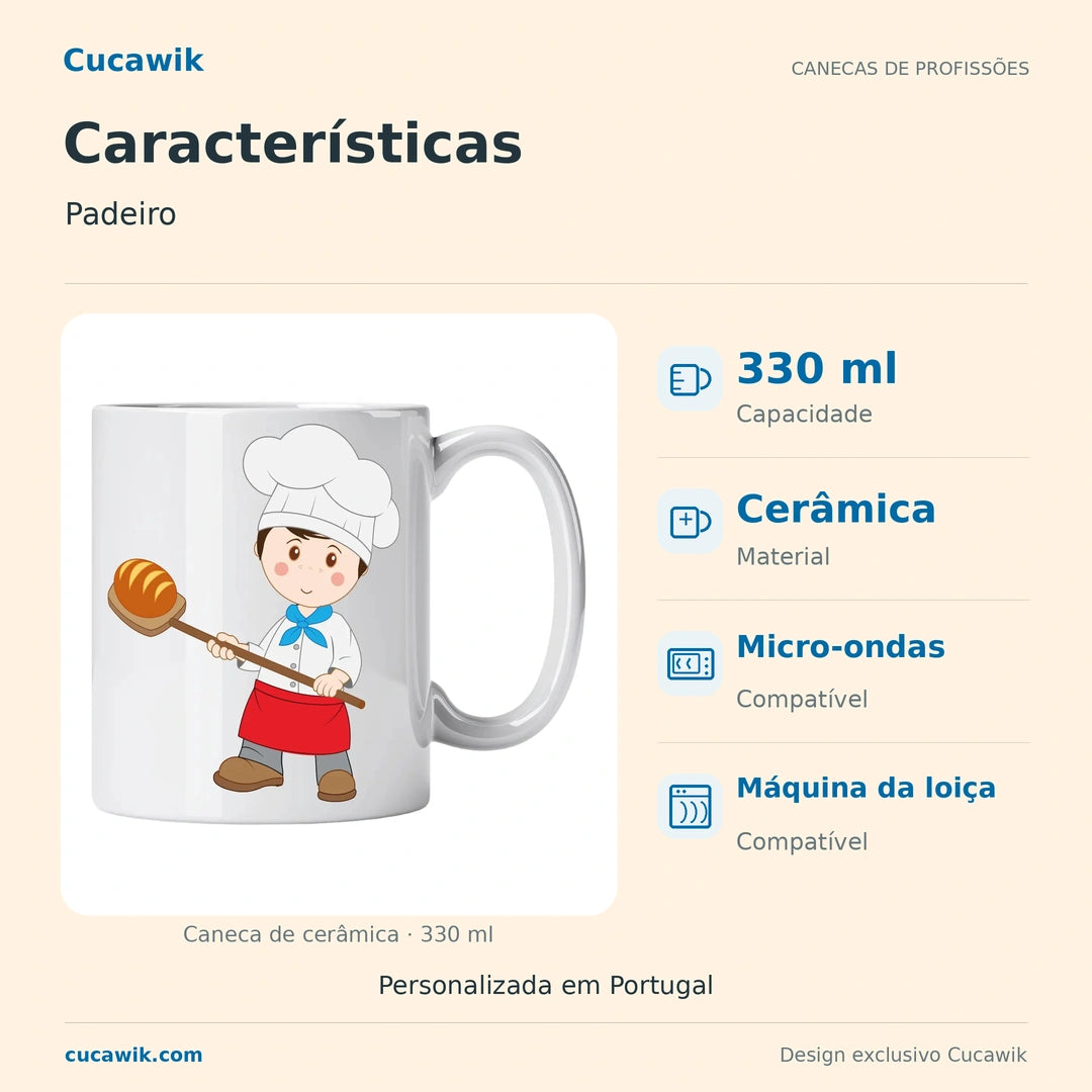 Caneca de Cerâmica Padeiro — Características | Cucawik