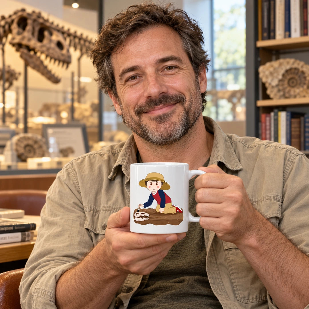 Caneca de Cerâmica Paleontólogo em utilização | Cucawik
