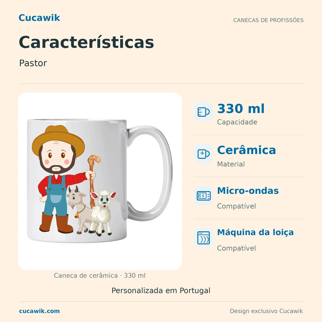 Caneca de Cerâmica Pastor — Características | Cucawik