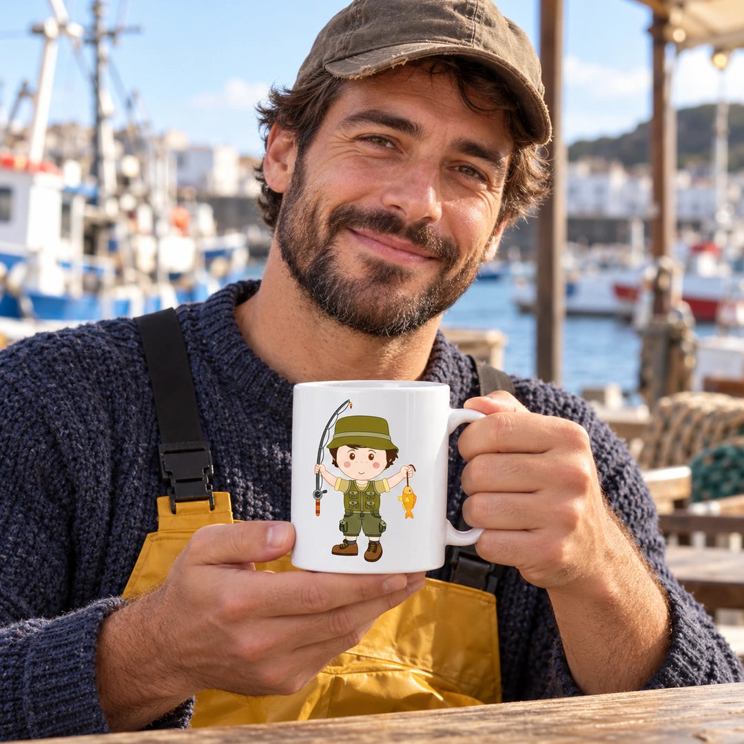 Caneca de Cerâmica Pescador em utilização | Cucawik