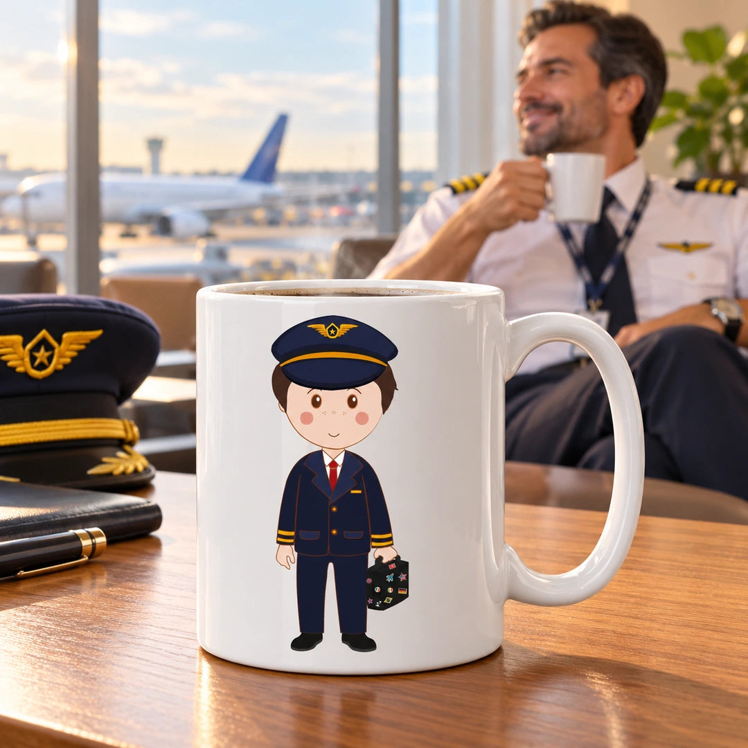 Caneca de Cerâmica Piloto Comercial Homem — lifestyle | Cucawik