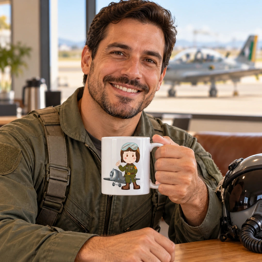 Caneca de Cerâmica Piloto da Força Aérea em utilização | Cucawik