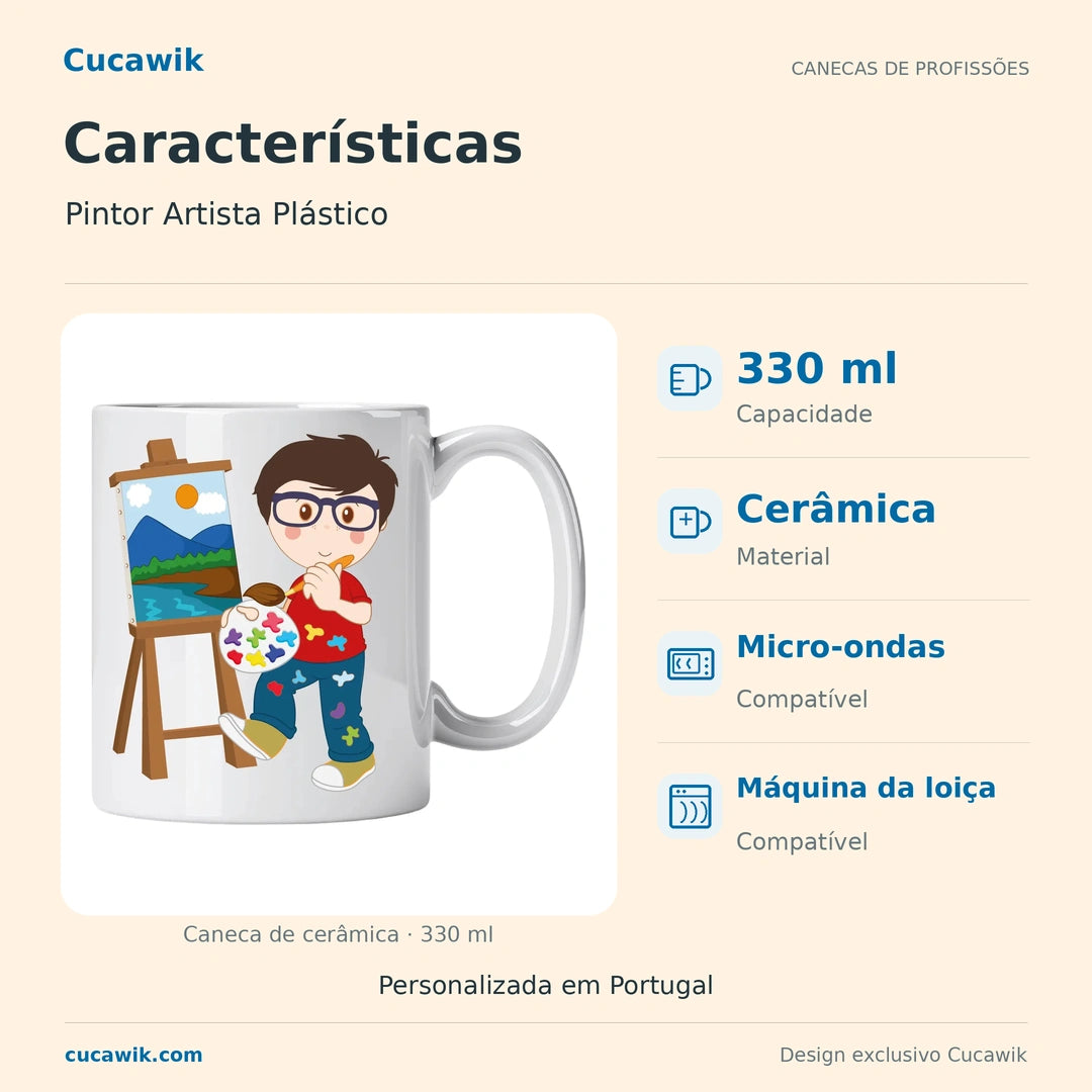 Caneca de Cerâmica Pintor Artista Plástico — Características | Cucawik