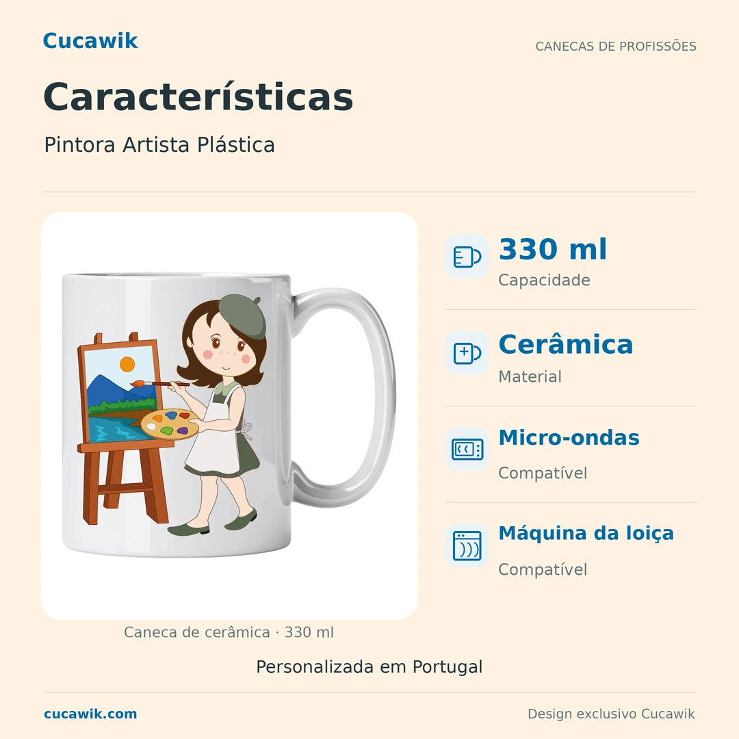 Caneca de Cerâmica Pintora Artista Plástica — Características | Cucawik