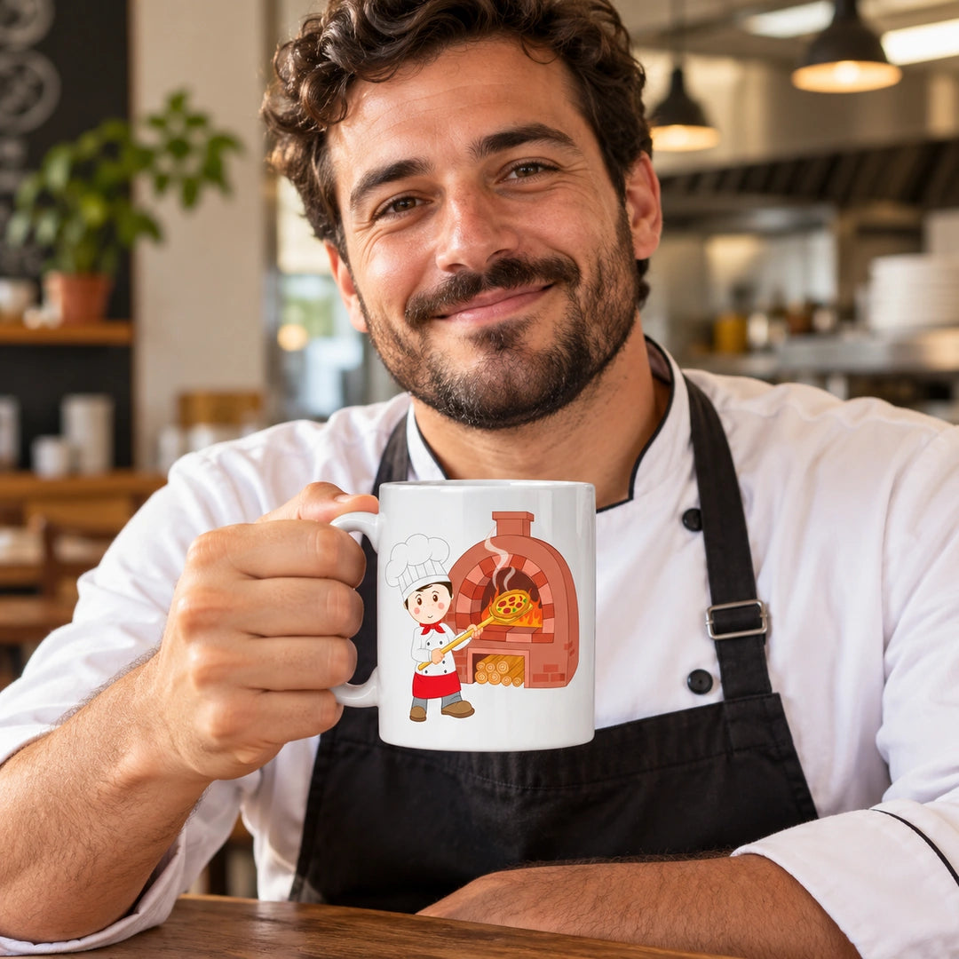 Caneca de Cerâmica Pizzaiolo em utilização | Cucawik