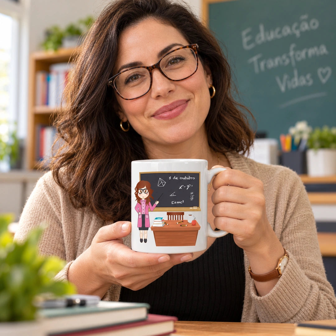 Caneca de Cerâmica Professora em utilização | Cucawik