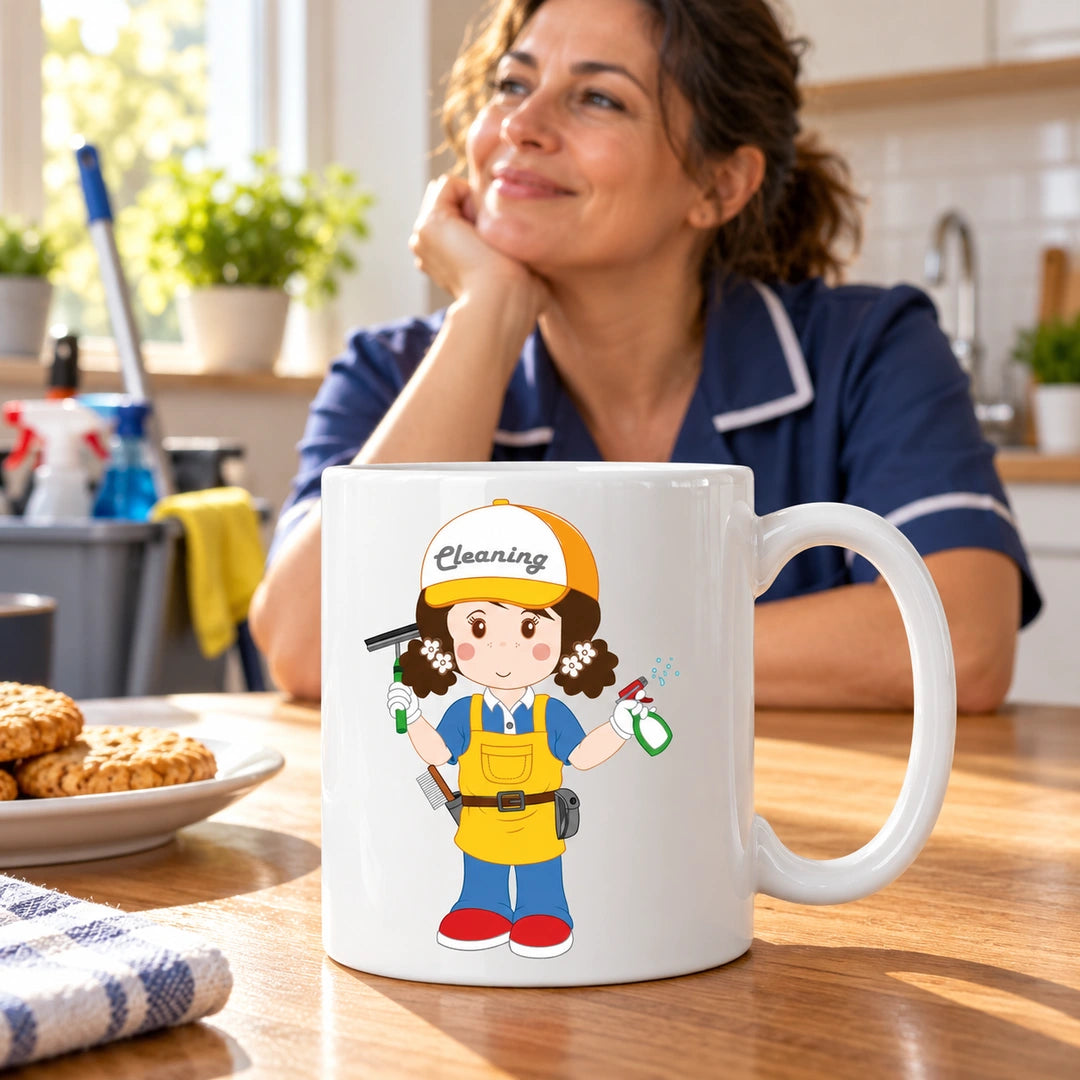 Caneca de Cerâmica Profissional de Limpeza Mulher — lifestyle | Cucawik