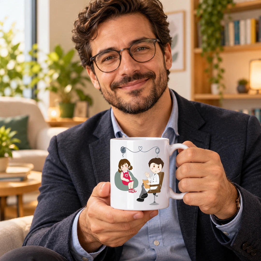 Caneca de Cerâmica Psicólogo em utilização | Cucawik