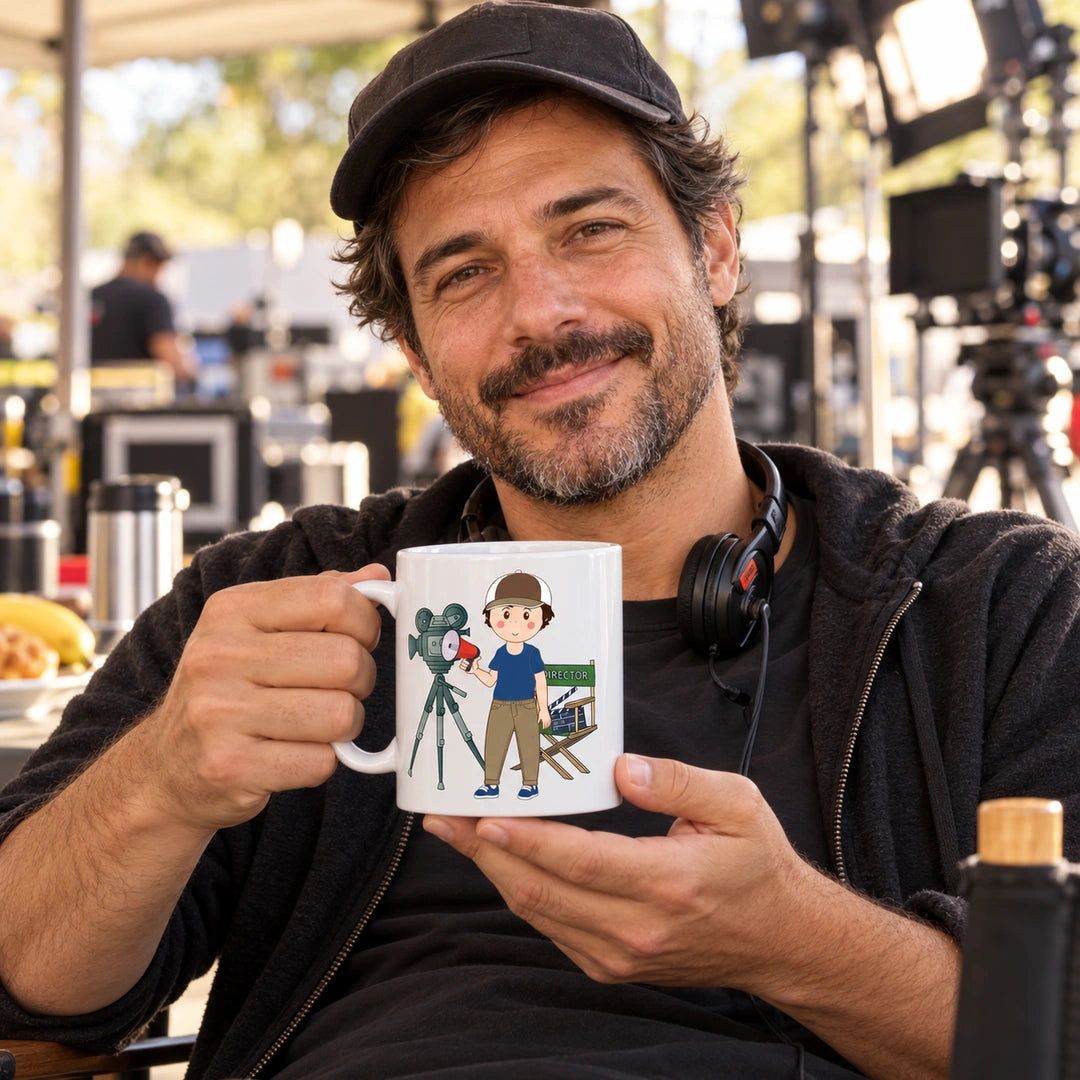 Caneca de Cerâmica Realizador de Cinema em utilização | Cucawik
