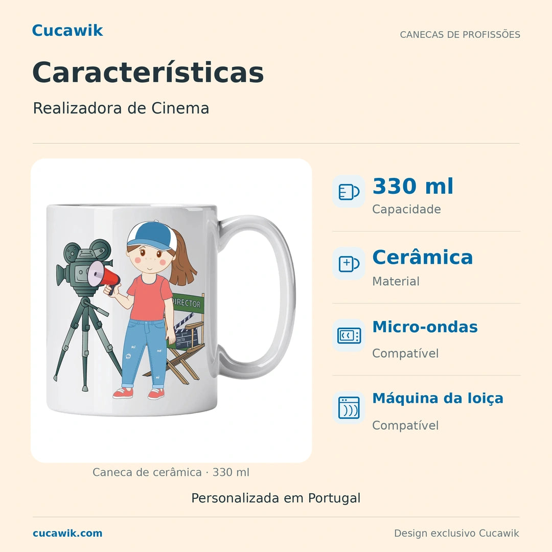 Caneca de Cerâmica Realizadora de Cinema — Características | Cucawik