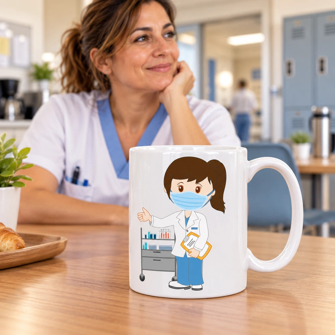 Caneca de Cerâmica Técnica Auxiliar de Saúde — lifestyle | Cucawik
