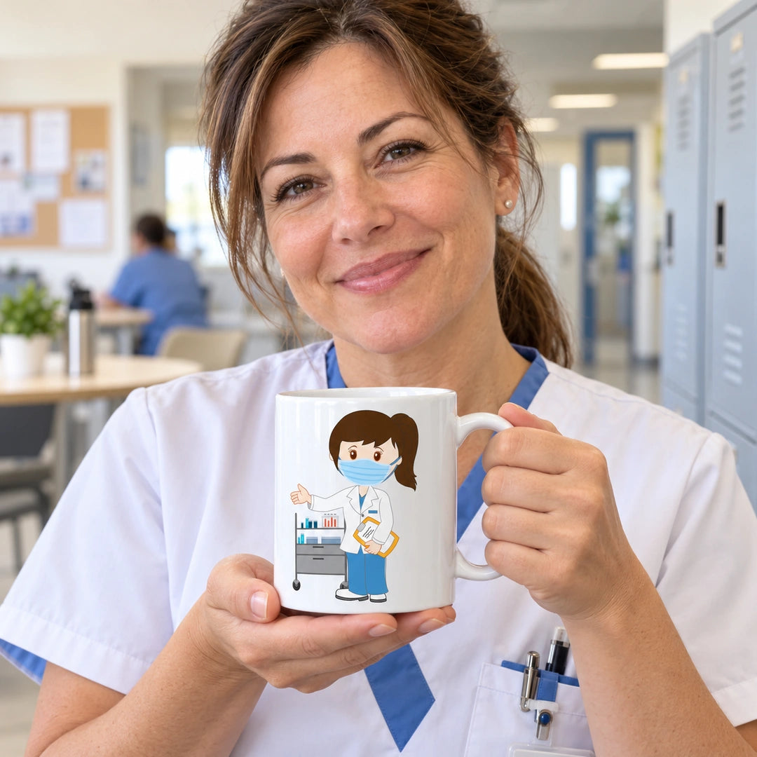 Caneca de Cerâmica Técnica Auxiliar de Saúde em utilização | Cucawik