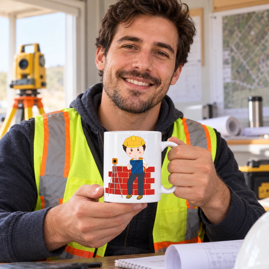 Caneca de Cerâmica Topógrafo em utilização | Cucawik