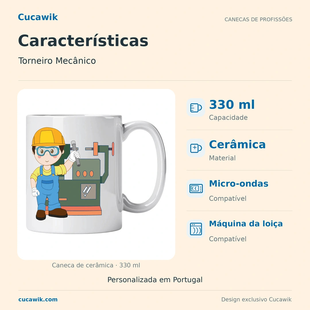 Caneca de Cerâmica Torneiro Mecânico — Características | Cucawik