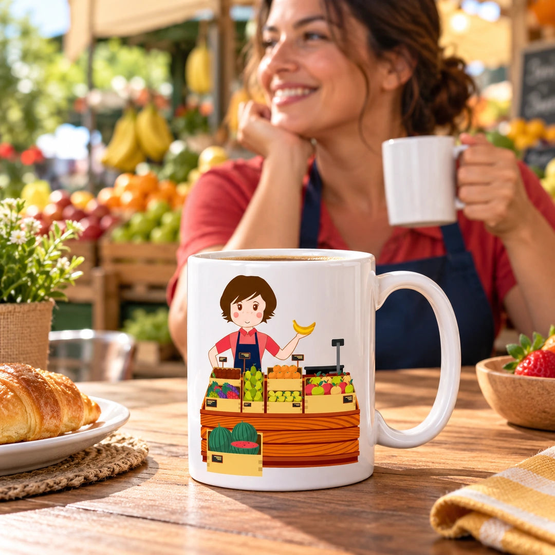 Caneca de Cerâmica Vendedora de Fruta — lifestyle | Cucawik