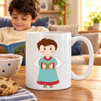 Caneca de Cerâmica Anjo Moreno Menino em ambiente lifestyle | Cucawik