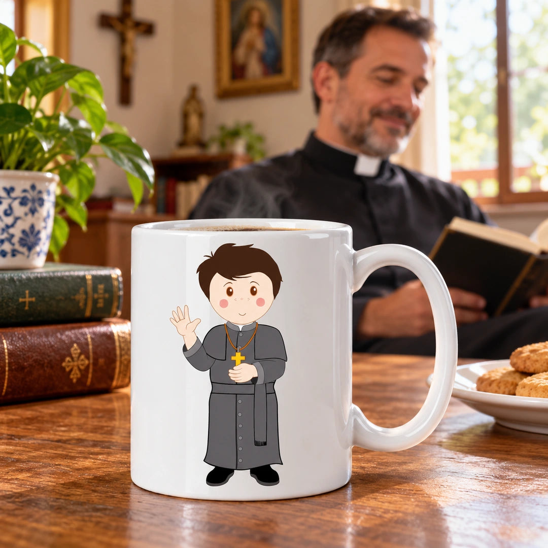 Caneca de Cerâmica Padre em ambiente lifestyle | Cucawik
