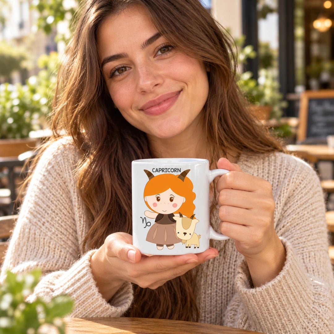 Caneca de Cerâmica Signo Capricórnio em utilização | Cucawik