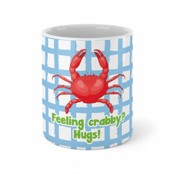 Copo de Cerâmica com Frase "Feeling Crabby? Hugs!" | Cucawik