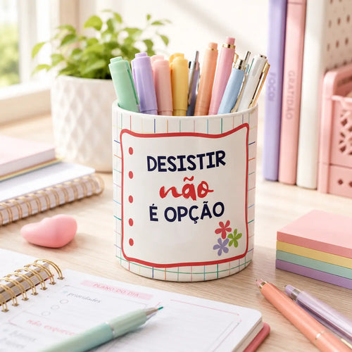 Copo de Cerâmica com Frase "Desistir Não é Opção" | Cucawik