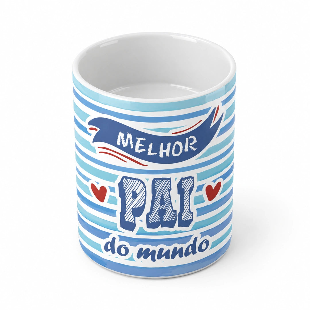 Copo de Cerâmica com a Frase "Melhor Pai do Mundo" — interior branco