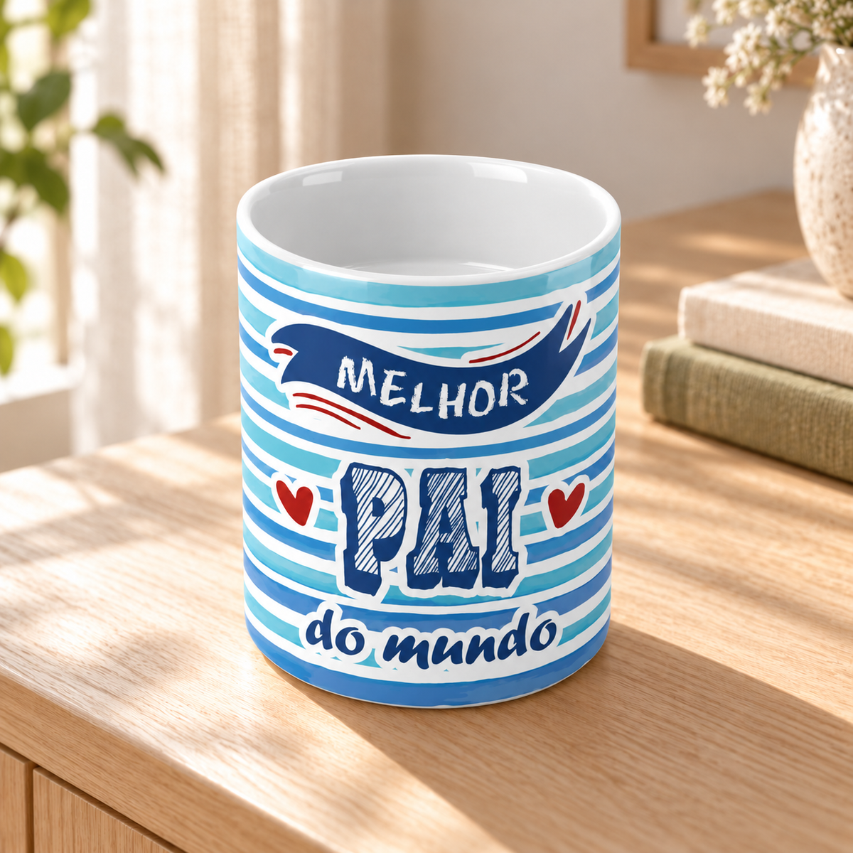 Copo de Cerâmica com a Frase "Melhor Pai do Mundo" — ambiente lifestyle