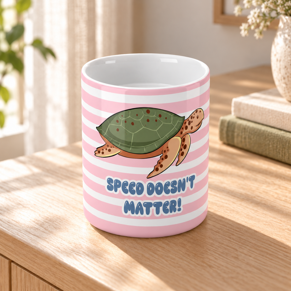 Copo de Cerâmica com a Frase "Speed Doesn't Matter!" — ambiente lifestyle