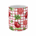 Copo de Cerâmica Tomate Manjericão Xadrez