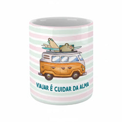 Copo de Cerâmica com Frase "Viajar é Cuidar da Alma" | Cucawik