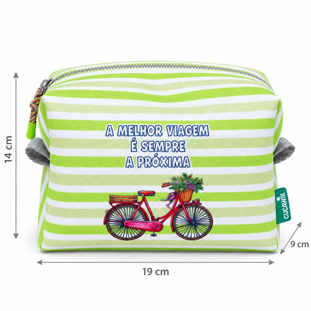 Necessaire Grande Impermeável Eden "A Melhor Viagem É Sempre A Próxima" — com medidas
