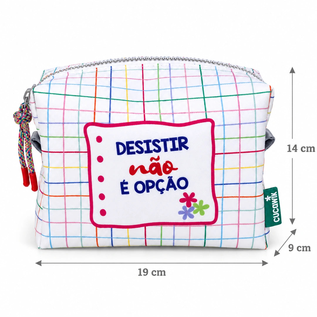 Necessaire Grande Impermeável Eden "Desistir Não é Opção" — com medidas