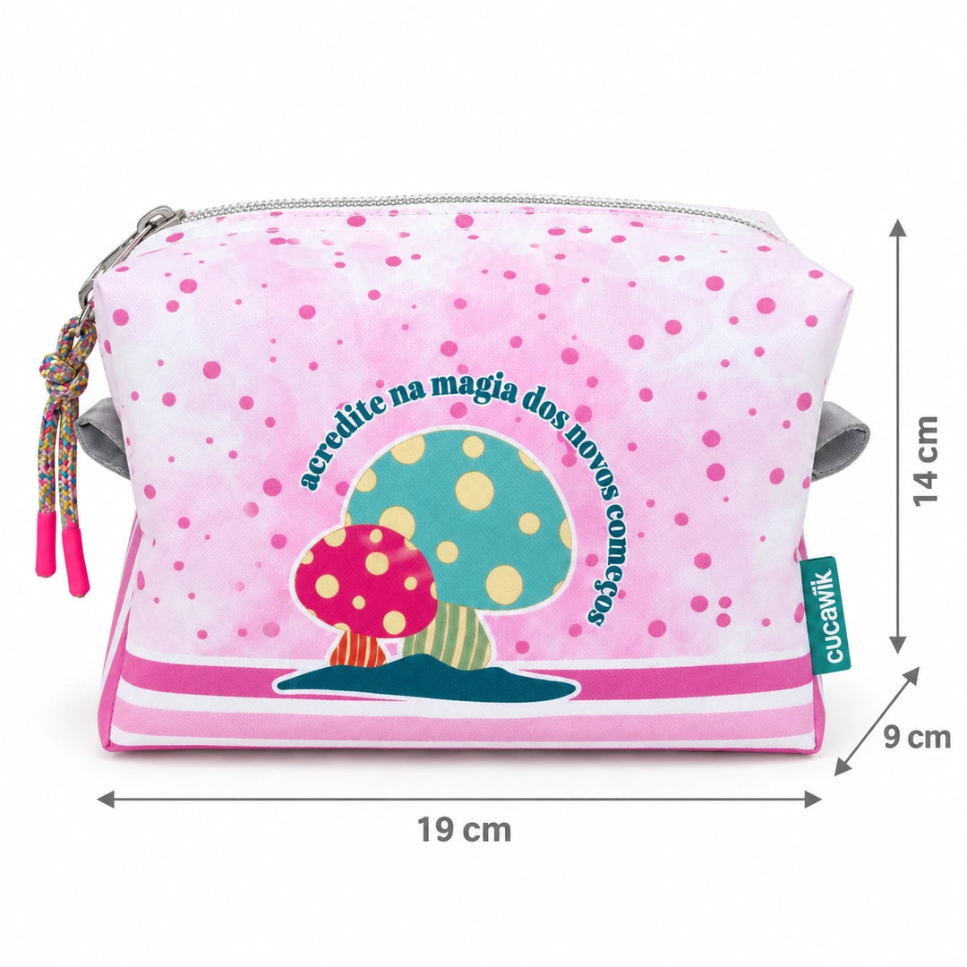 Necessaire Grande Impermeável Eden "Acredita na Magia dos Novos Começos" — com medidas